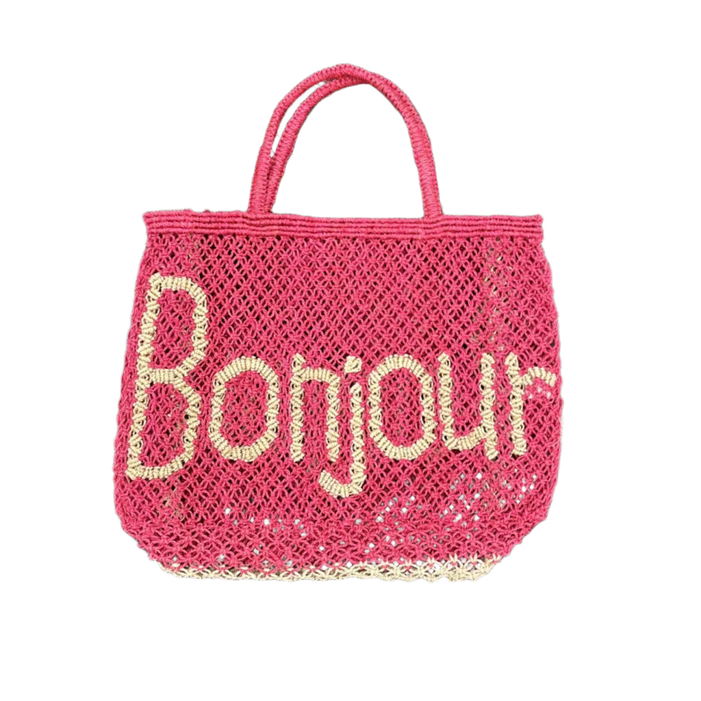 The Jacksons - BONJOUR Woven Jute Bag - Hot PInk - Natural - Collector Store