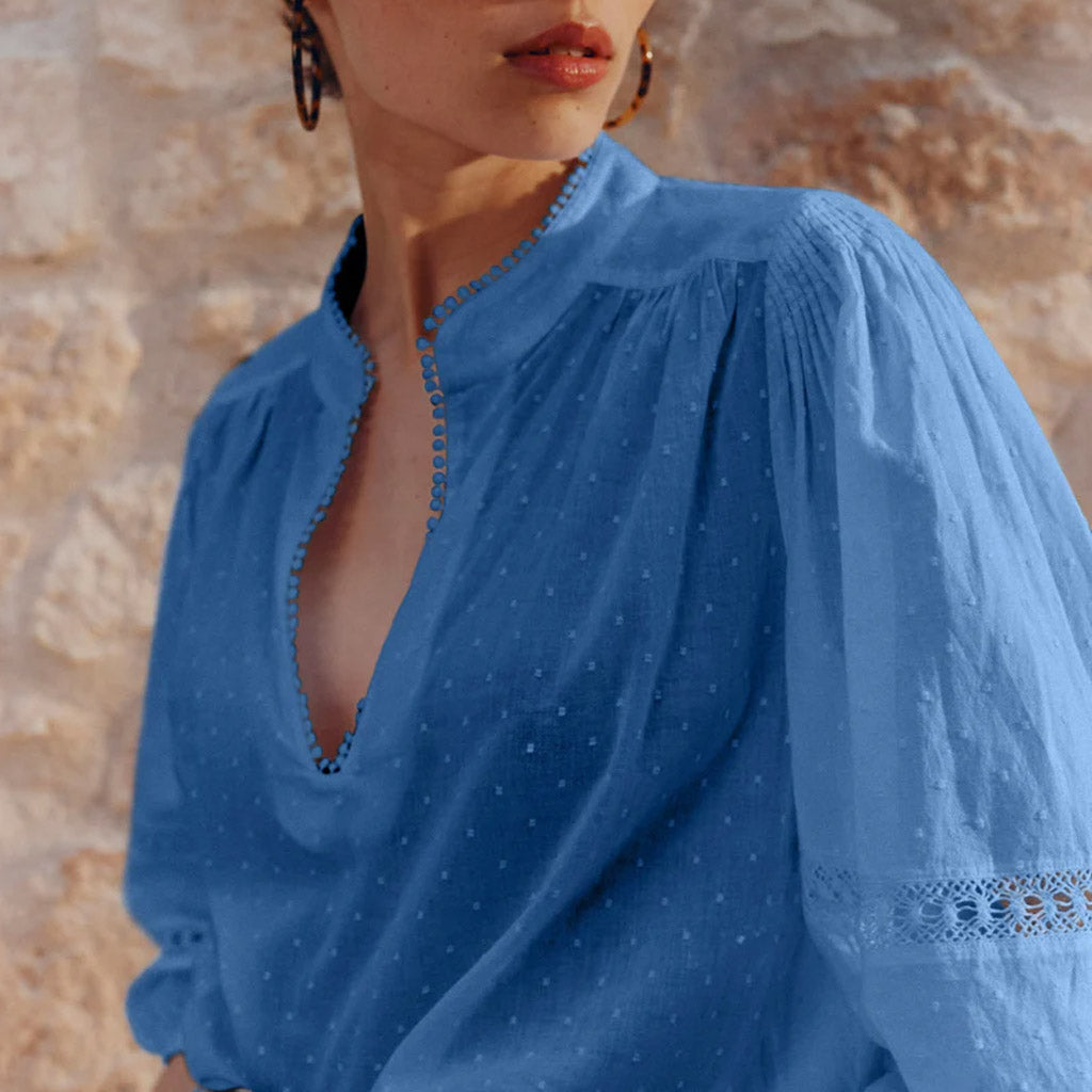 Marie Louise De Monterey - Luna Blouse - Blue - Collector Store