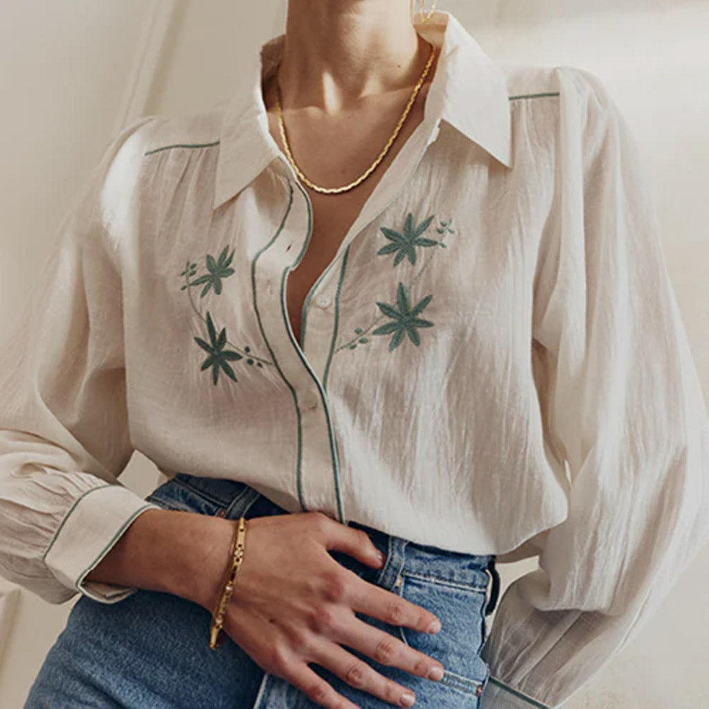 Marie Louise De Monterey - Moroccan Daisy Blouse - Ecru - Collector Store