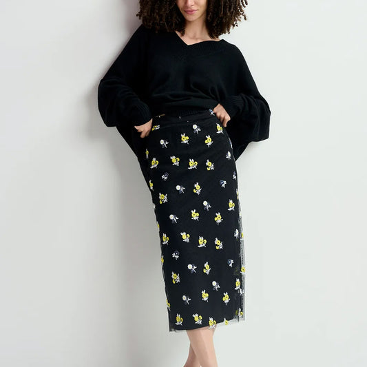 Essentiel Antwerp | Godfather Black Tulle Midi Skirt - Collector Store