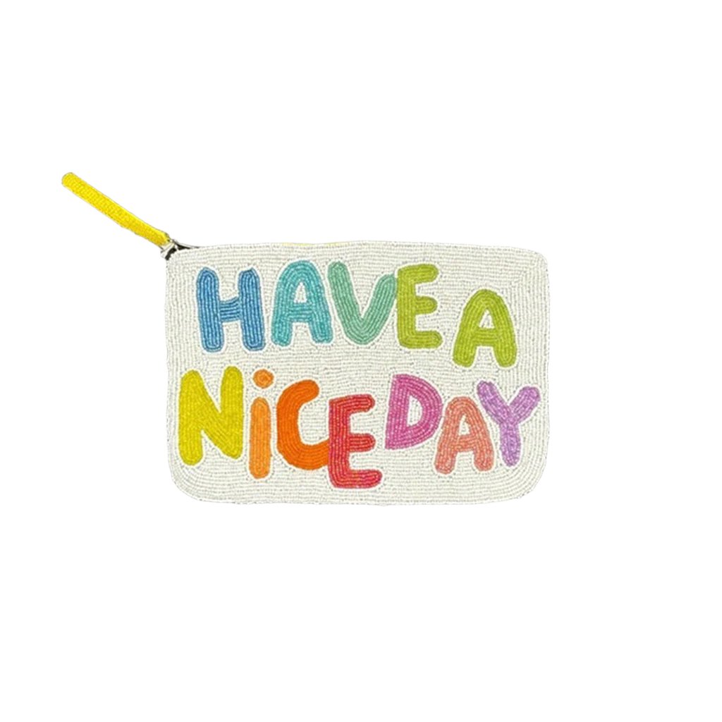 Jacksons - HAVE A NICE DAY beaded purse - White - Multi - Collector Store