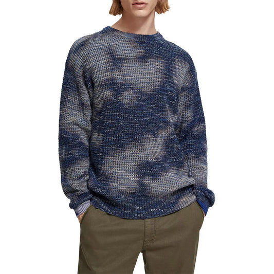 Scotch & Soda : Waffle-knitted melange pullover Navy Blue - Collector Store