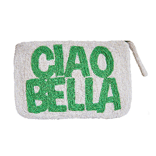 Jacksons Ciao Bella beaded purse - White - Green - Collector Store