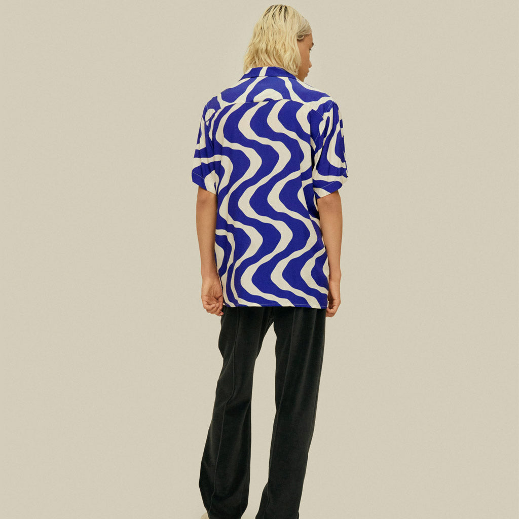 OAS Blue Rippling Viscose Shirt - Collector Store