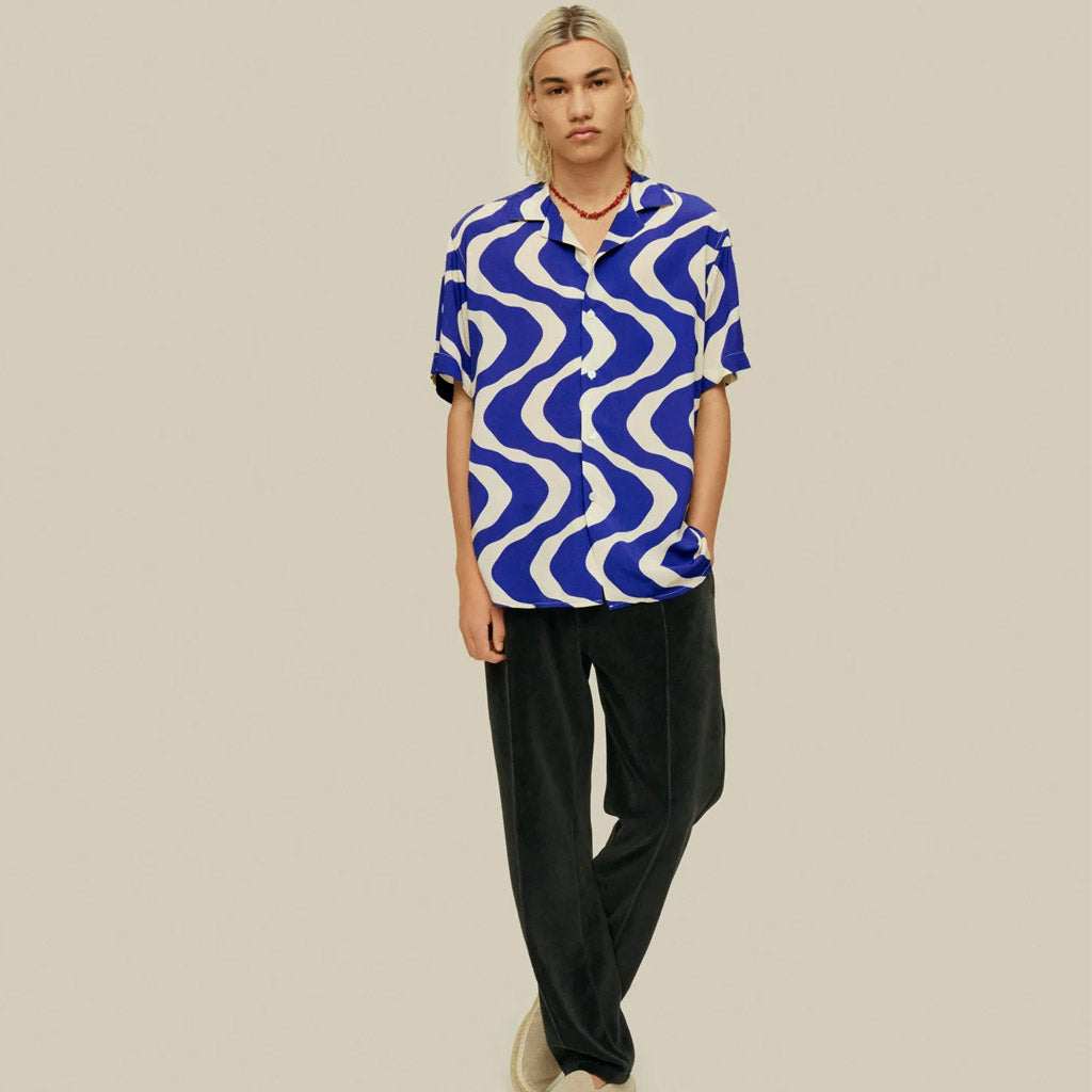 OAS Blue Rippling Viscose Shirt - Collector Store