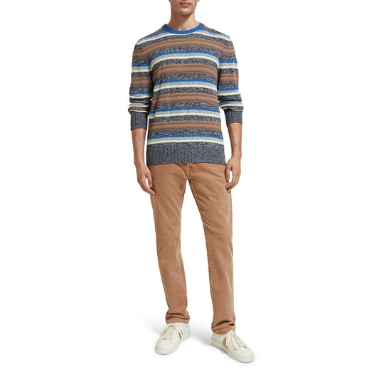 Scotch & Soda : Regular-fit mixed yarn striped pullover Blue - Collector Store