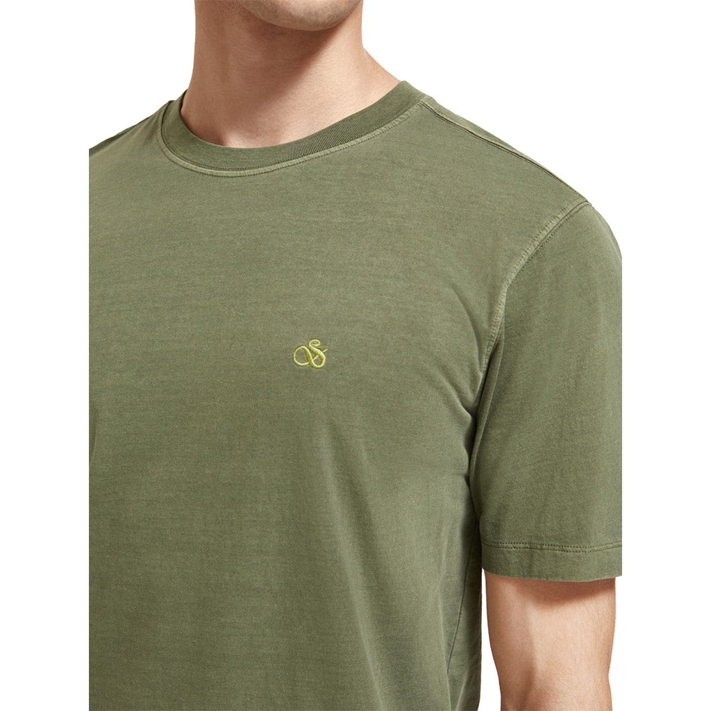 Scotch & Soda : Regular-fit garment-dyed logo t-shirt Army - Collector Store
