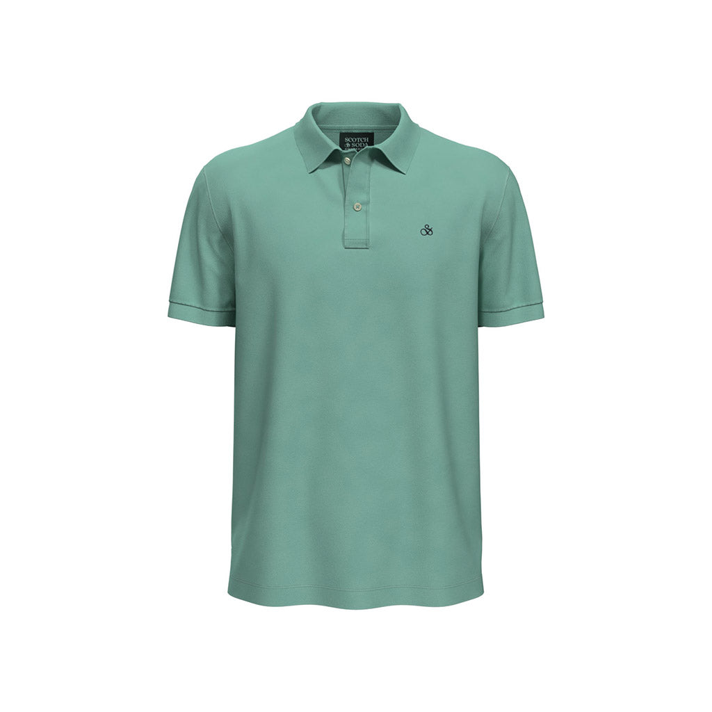 Scotch & Soda : Garment-dyed pique polo shirt Absinthe - Collector Store