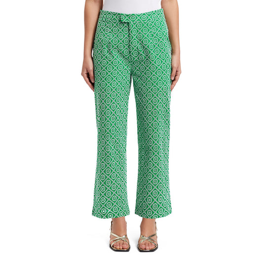 Scotch & Soda Broderie straight-leg pants Green Anglaise - Collector Store