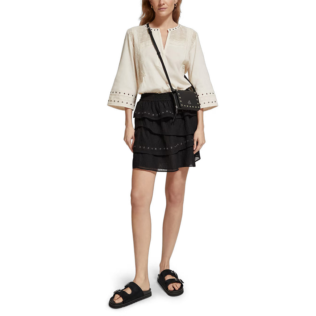 Scotch & Soda Top with eyelet details Soft Ice - Collector Store