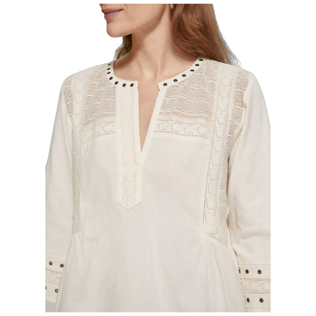 Scotch & Soda Top with eyelet details Soft Ice - Collector Store