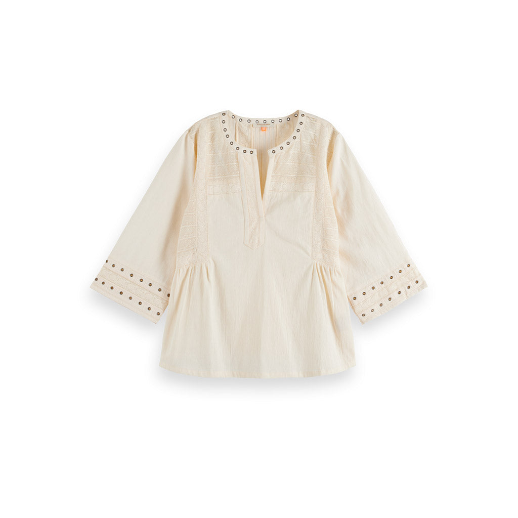 Scotch & Soda Top with eyelet details Soft Ice - Collector Store