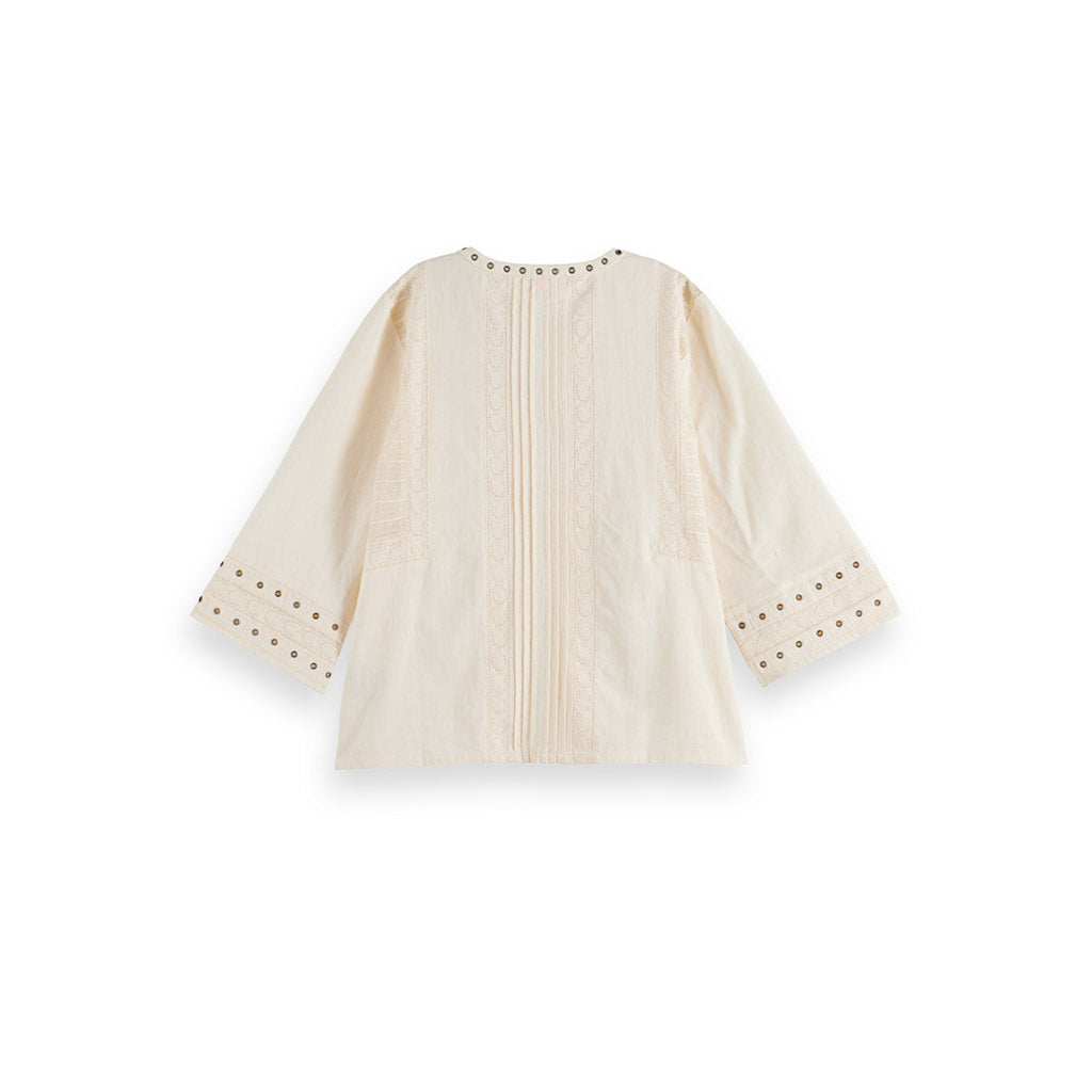 Scotch & Soda Top with eyelet details Soft Ice - Collector Store