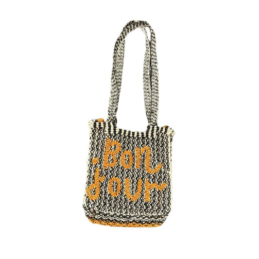 The Jacksons - CARA BAG - BON JOUR STRIPE - Black / Natural - Orange - Collector Store